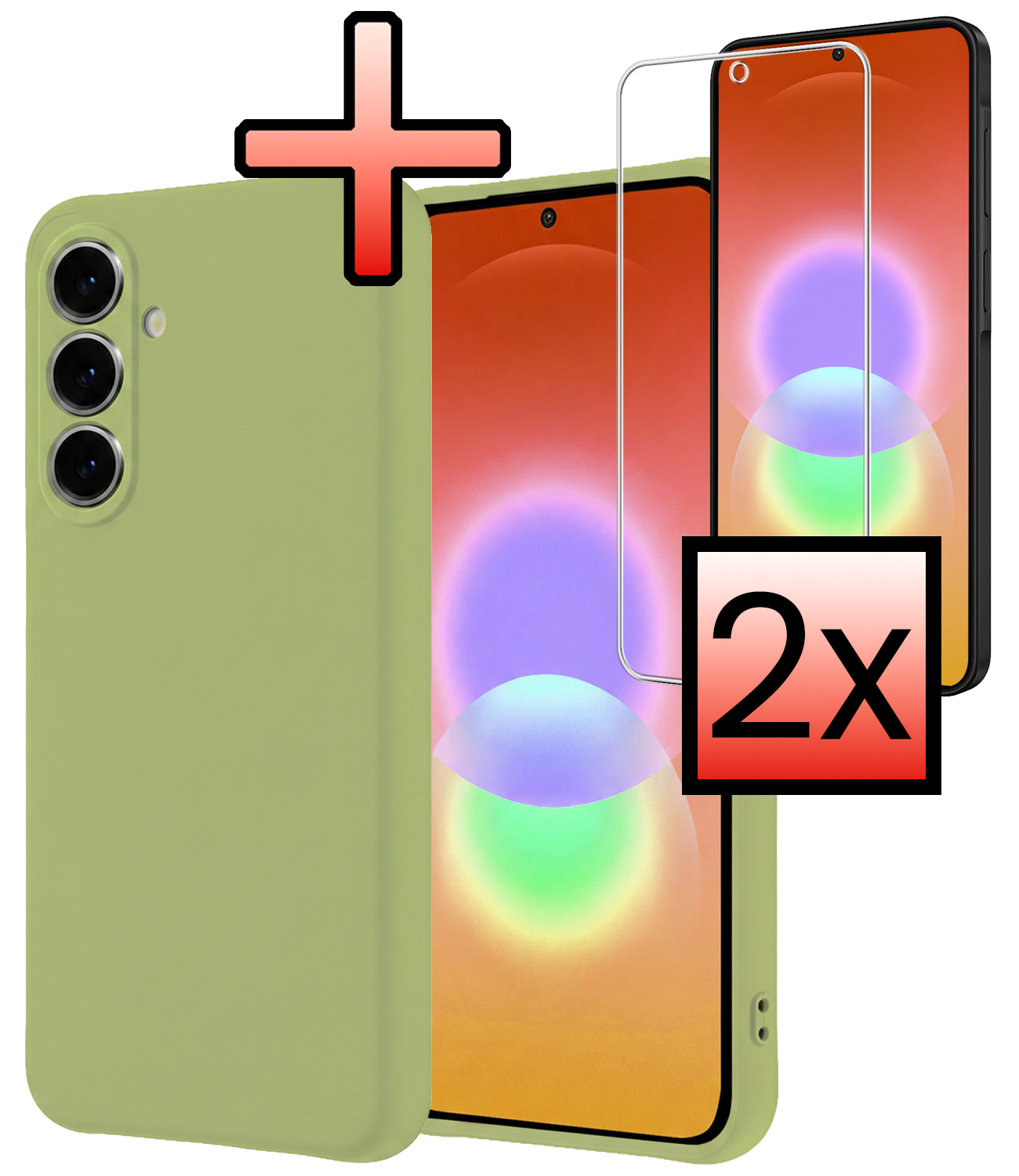 NoXx NoXx Samsung Galaxy A27 Hoesje Siliconen Met 2x Screenprotector - Groen
