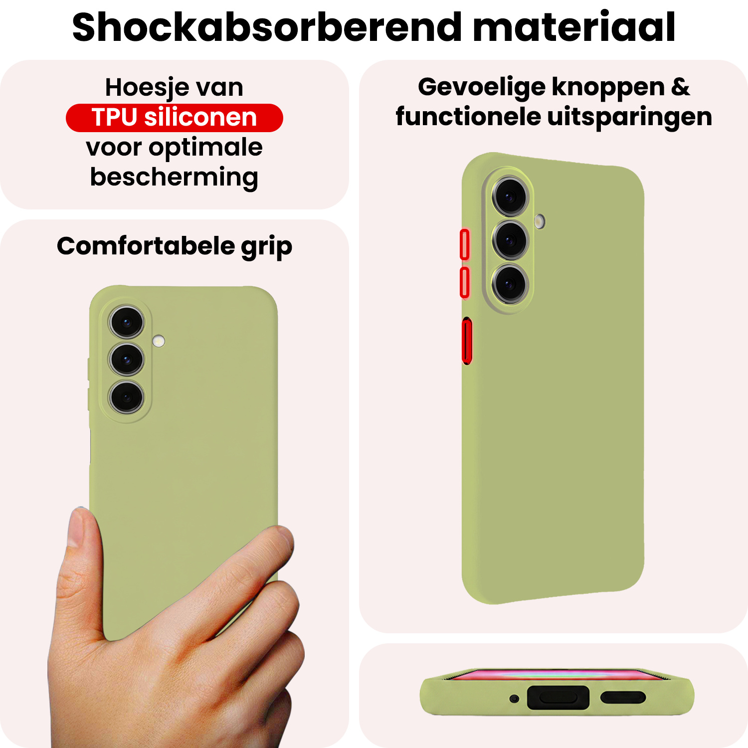 NoXx NoXx Samsung Galaxy A27 Hoesje Siliconen Met 2x Screenprotector - Groen