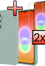 NoXx NoXx Samsung Galaxy A27 Hoesje Siliconen Met 2x Screenprotector - Lichtblauw