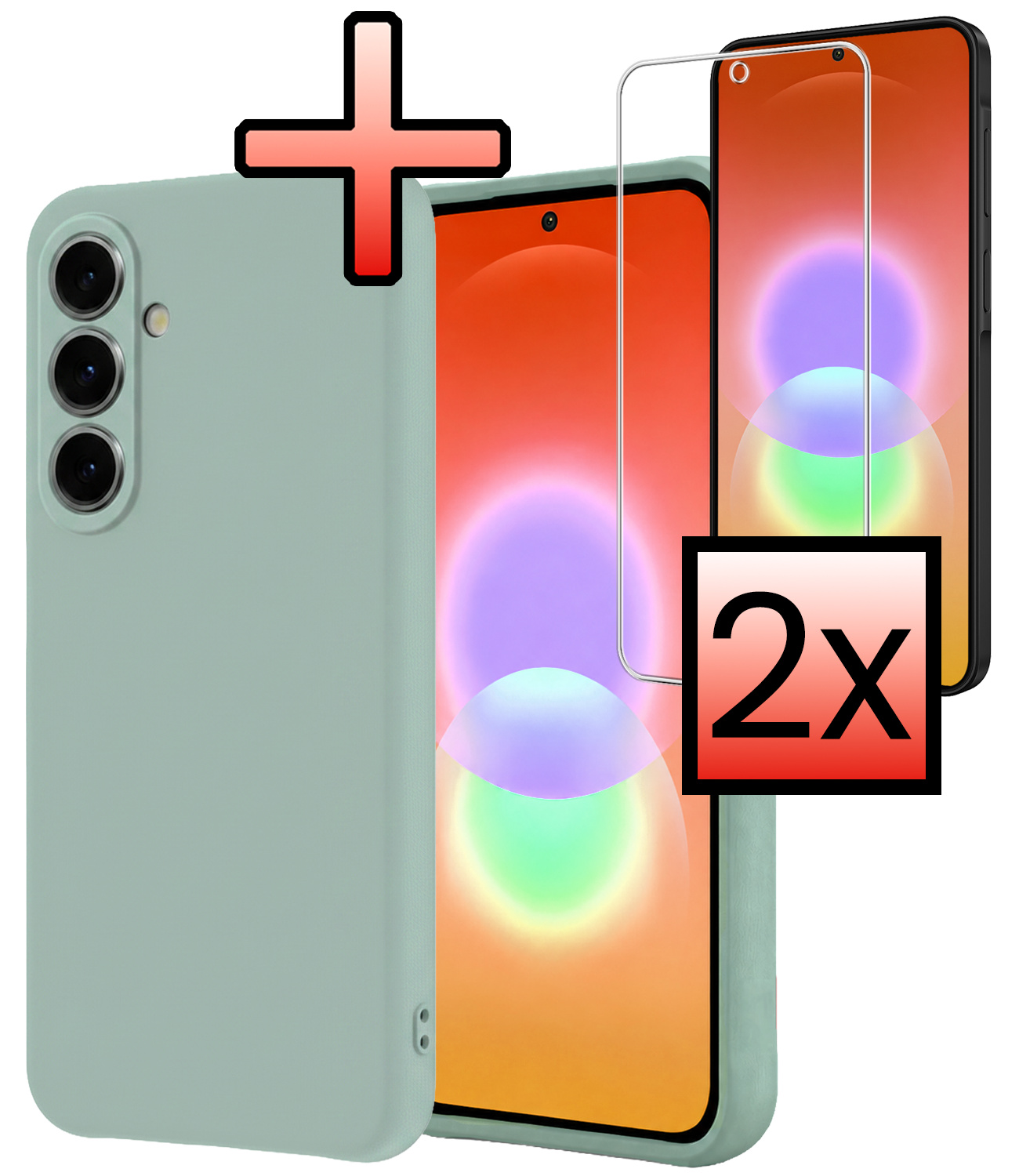 NoXx NoXx Samsung Galaxy A27 Hoesje Siliconen Met 2x Screenprotector - Lichtblauw