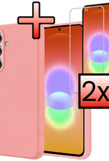 NoXx NoXx Samsung Galaxy A27 Hoesje Siliconen Met 2x Screenprotector - Lichtroze