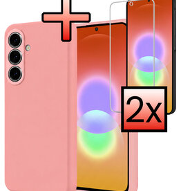 NoXx NoXx Samsung Galaxy A27 Hoesje Siliconen Met 2x Screenprotector - Lichtroze