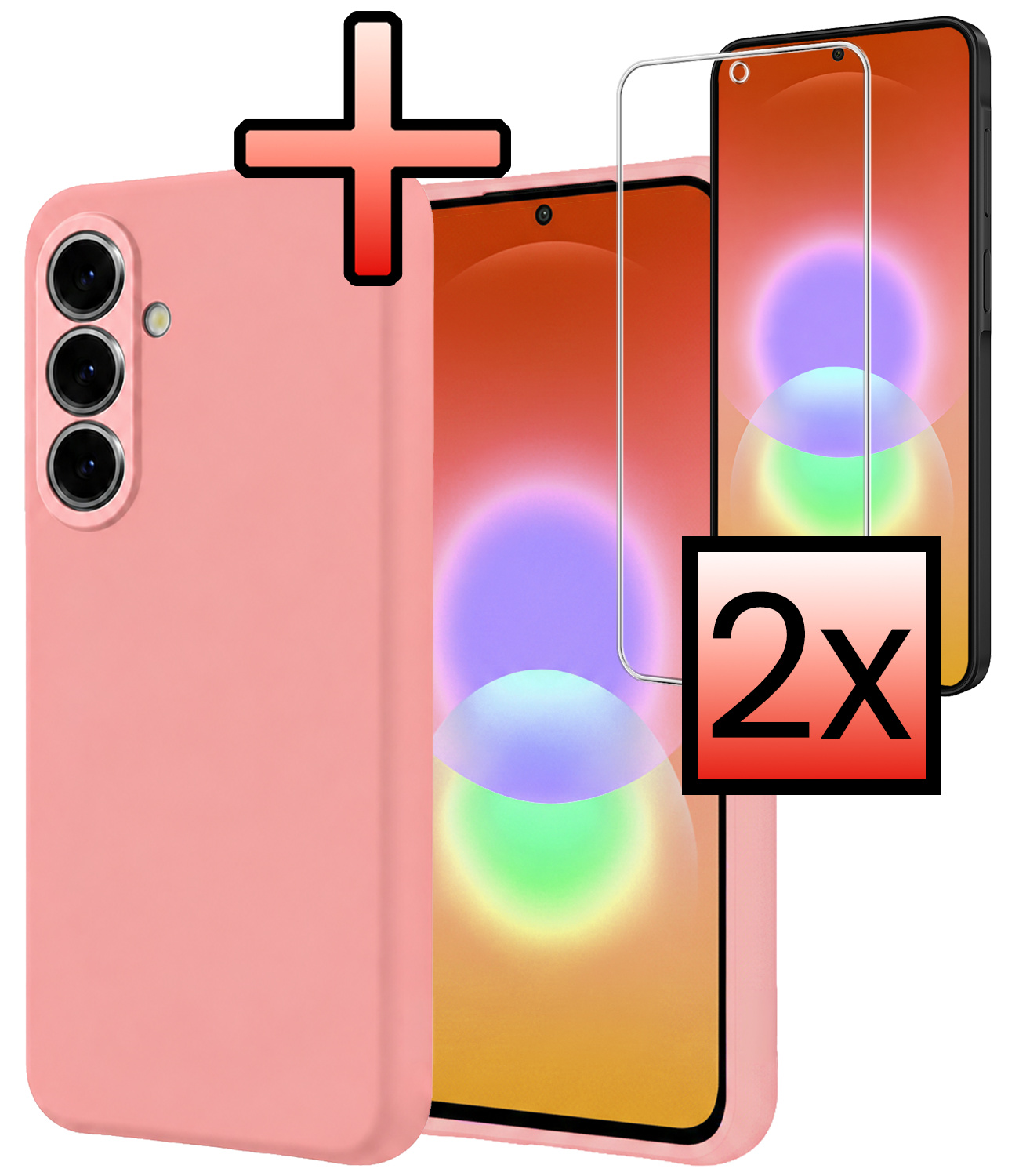 NoXx NoXx Samsung Galaxy A27 Hoesje Siliconen Met 2x Screenprotector - Lichtroze