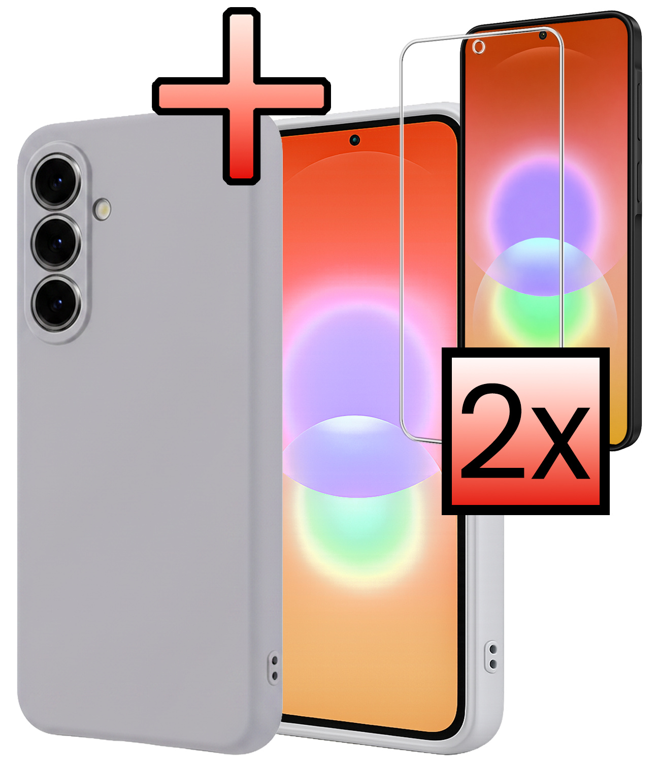 NoXx NoXx Samsung Galaxy A27 Hoesje Siliconen Met 2x Screenprotector - Lila