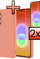 NoXx NoXx Samsung Galaxy A27 Hoesje Siliconen Met 2x Screenprotector - Perzik