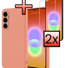 NoXx NoXx Samsung Galaxy A27 Hoesje Siliconen Met 2x Screenprotector - Perzik