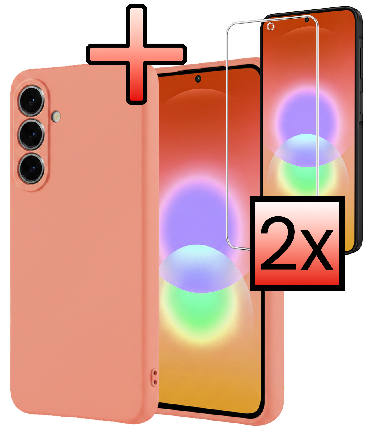 NoXx NoXx Samsung Galaxy A27 Hoesje Siliconen Met 2x Screenprotector - Perzik