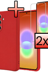 NoXx NoXx Samsung Galaxy A27 Hoesje Siliconen Met 2x Screenprotector - Rood