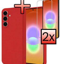 NoXx NoXx Samsung Galaxy A27 Hoesje Siliconen Met 2x Screenprotector - Rood