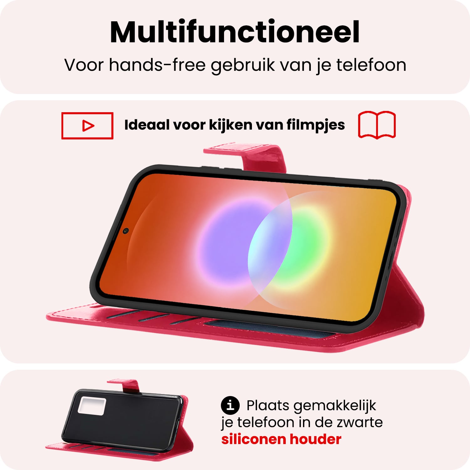 NoXx NoXx Samsung Galaxy A27 Hoesje Bookcase - Donkerroze