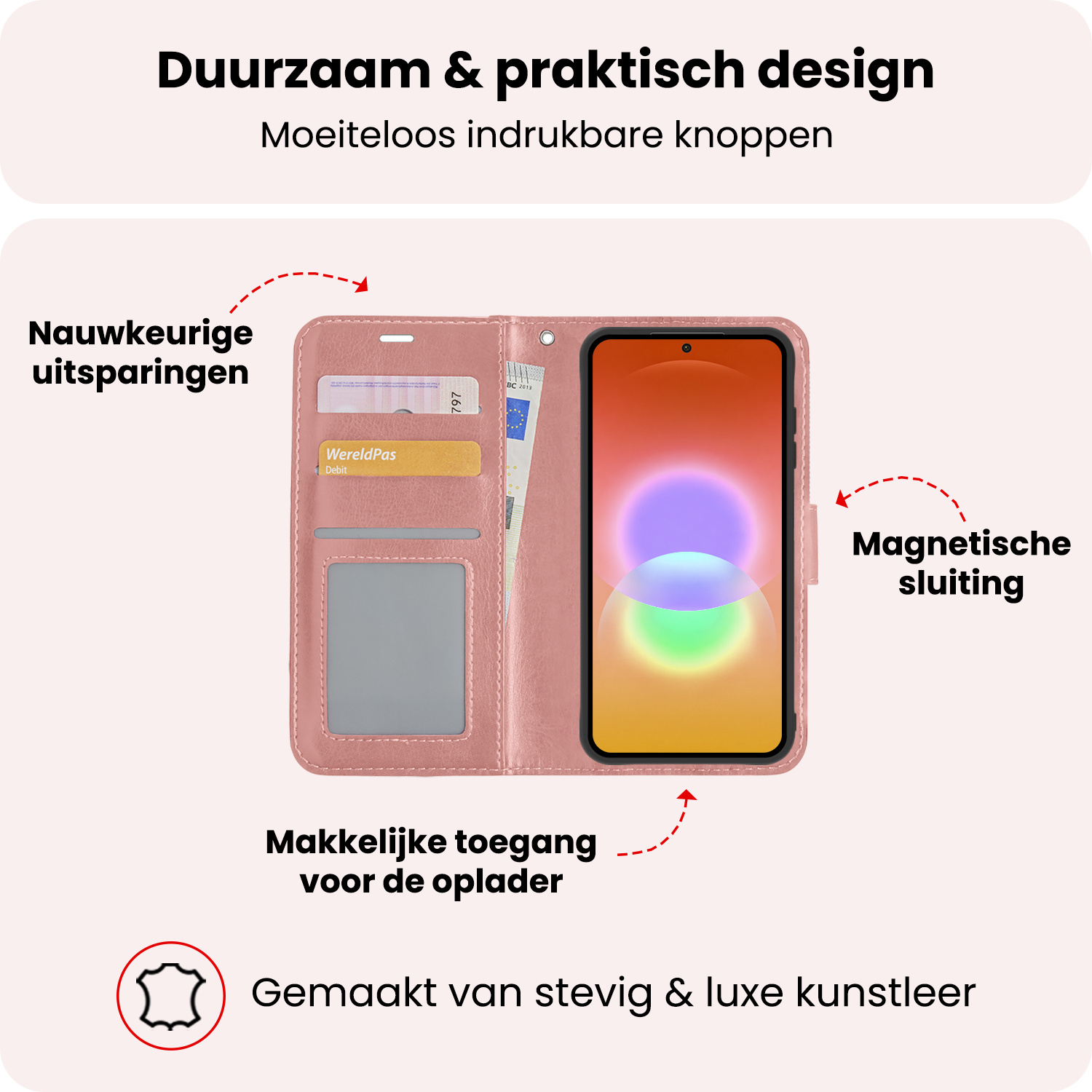 NoXx NoXx Samsung Galaxy A27 Hoesje Bookcase - Rose Goud