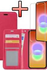 NoXx NoXx Samsung Galaxy A27 Hoesje Bookcase Met Screenprotector - Donkerroze