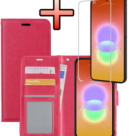 NoXx NoXx Samsung Galaxy A27 Hoesje Bookcase Met Screenprotector - Donkerroze