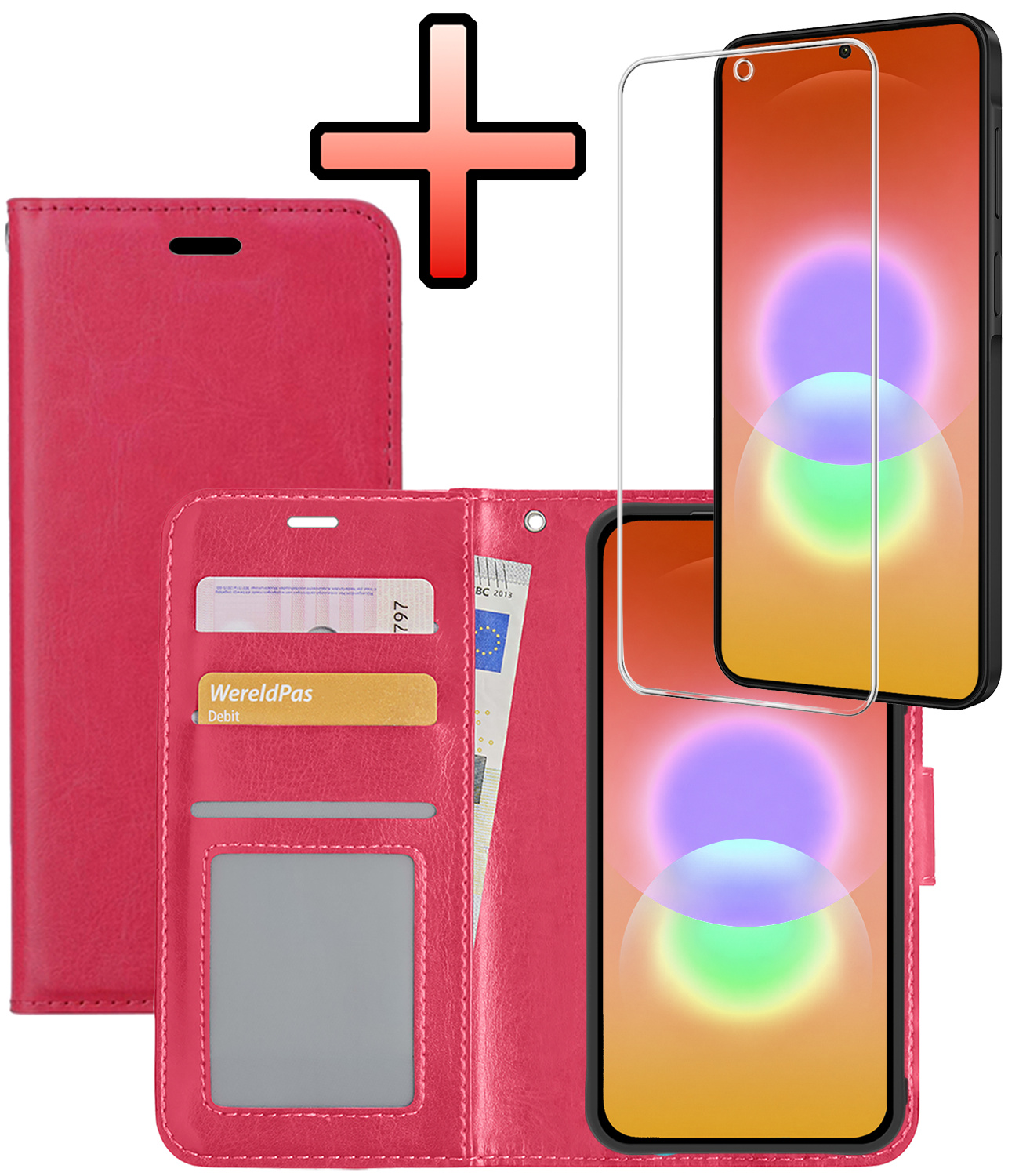 NoXx NoXx Samsung Galaxy A27 Hoesje Bookcase Met Screenprotector - Donkerroze