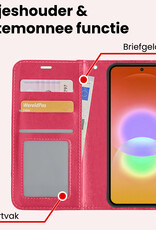 NoXx NoXx Samsung Galaxy A27 Hoesje Bookcase Met Screenprotector - Donkerroze