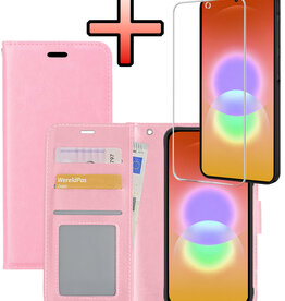 NoXx NoXx Samsung Galaxy A27 Hoesje Bookcase Met Screenprotector - Lichtroze