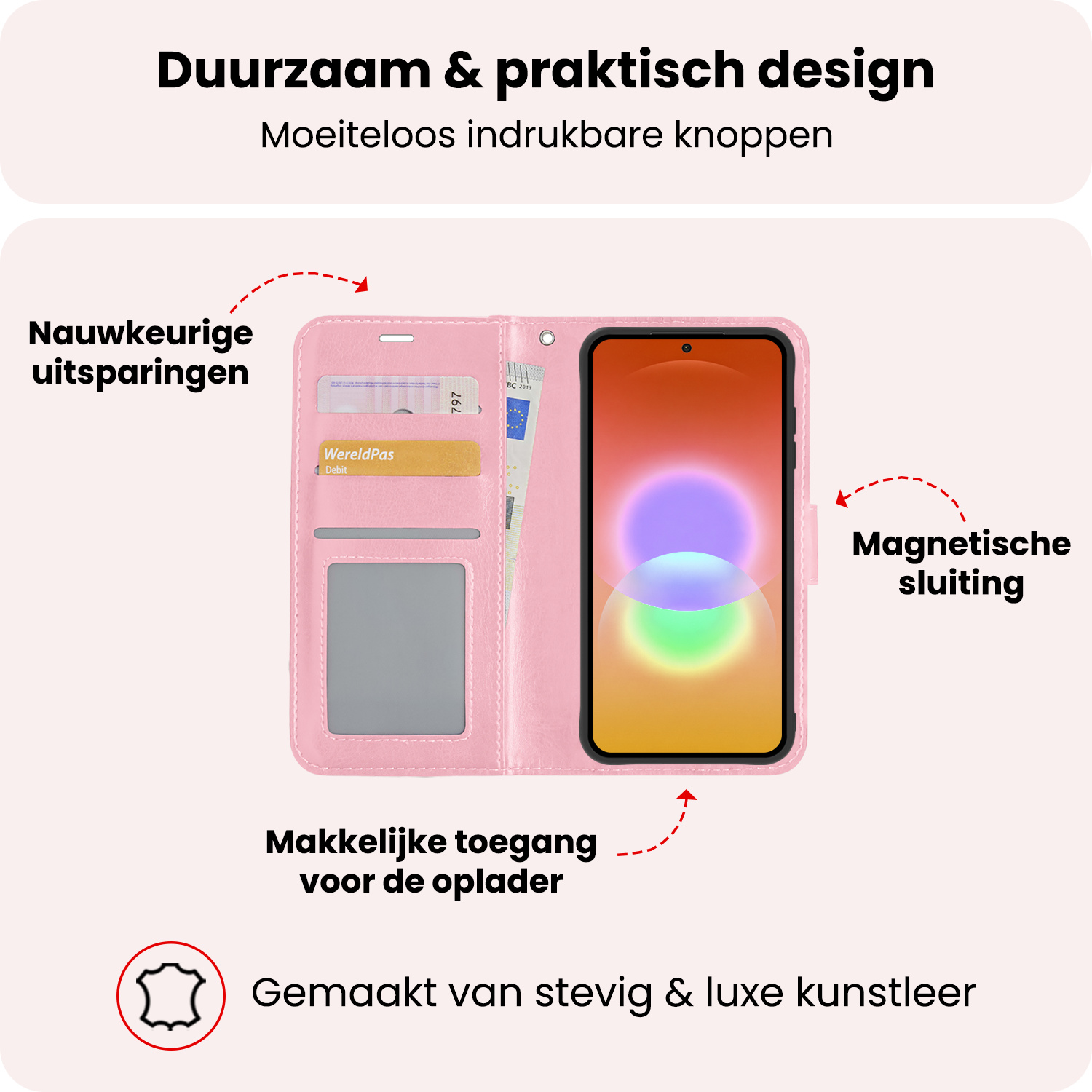 NoXx NoXx Samsung Galaxy A27 Hoesje Bookcase Met Screenprotector - Lichtroze