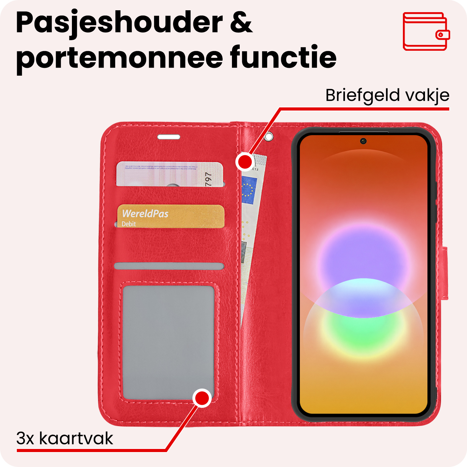 NoXx NoXx Samsung Galaxy A27 Hoesje Bookcase Met Screenprotector - Rood