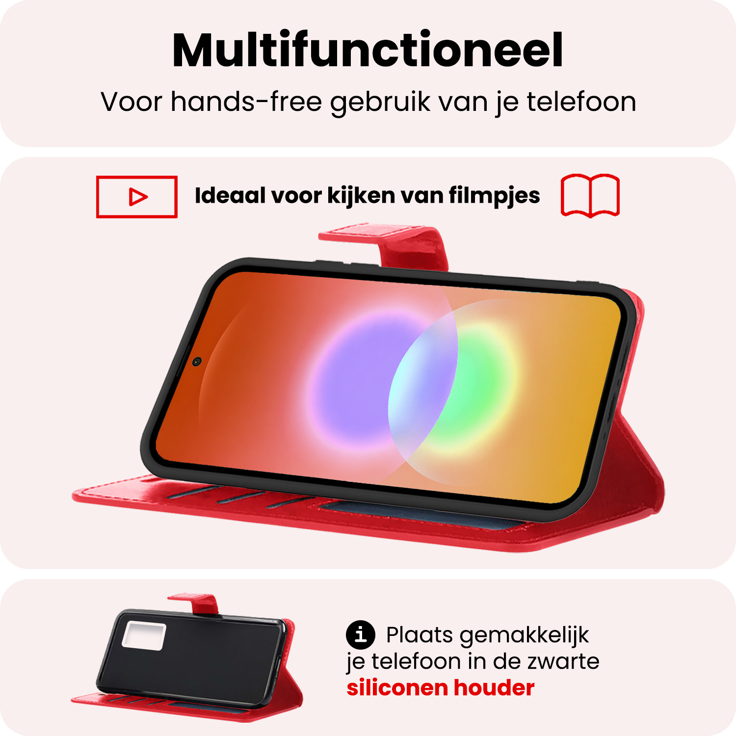 NoXx NoXx Samsung Galaxy A27 Hoesje Bookcase Met Screenprotector - Rood