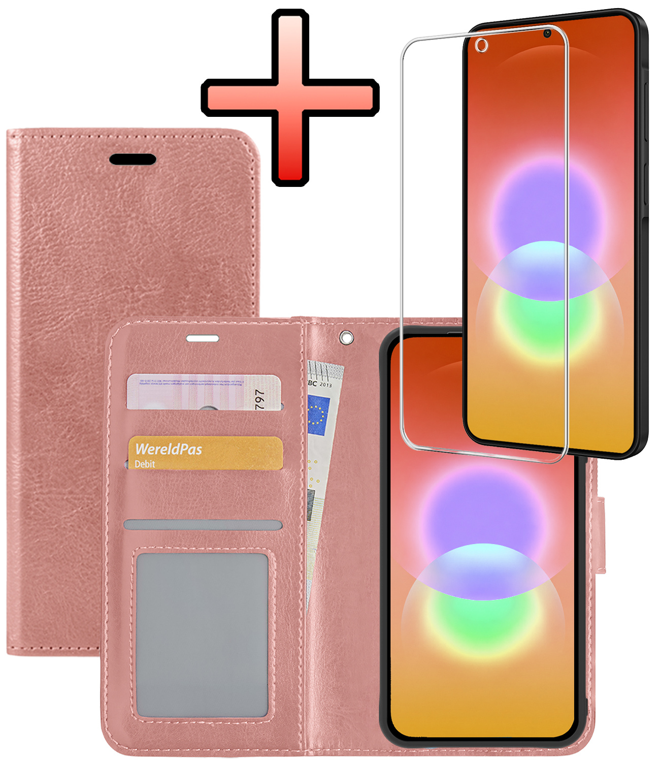 NoXx NoXx Samsung Galaxy A27 Hoesje Bookcase Met Screenprotector - Rose Goud