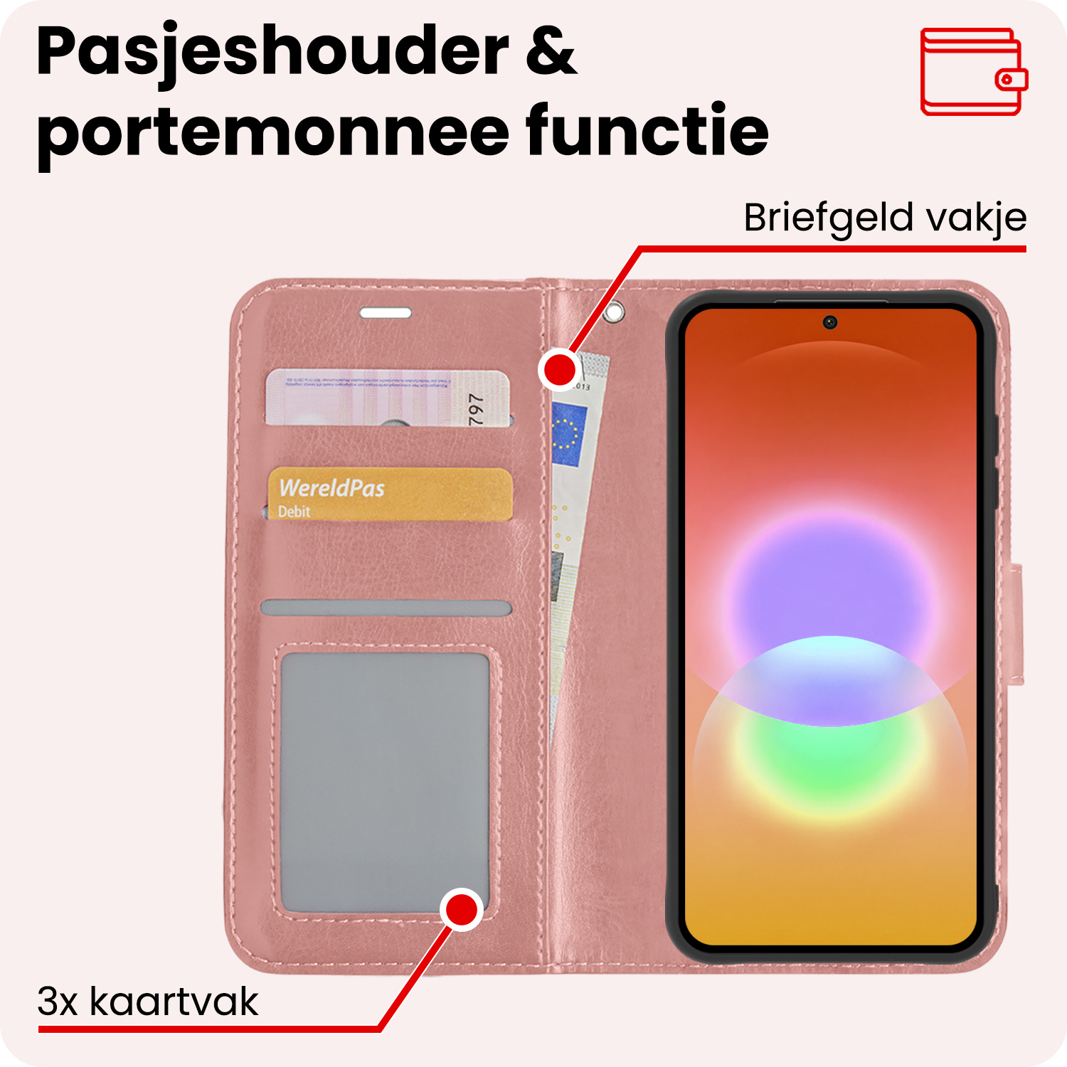 NoXx NoXx Samsung Galaxy A27 Hoesje Bookcase Met Screenprotector - Rose Goud