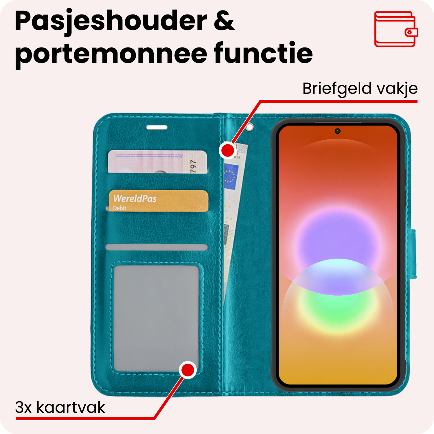 NoXx NoXx Samsung Galaxy A27 Hoesje Bookcase Met Screenprotector - Turquoise