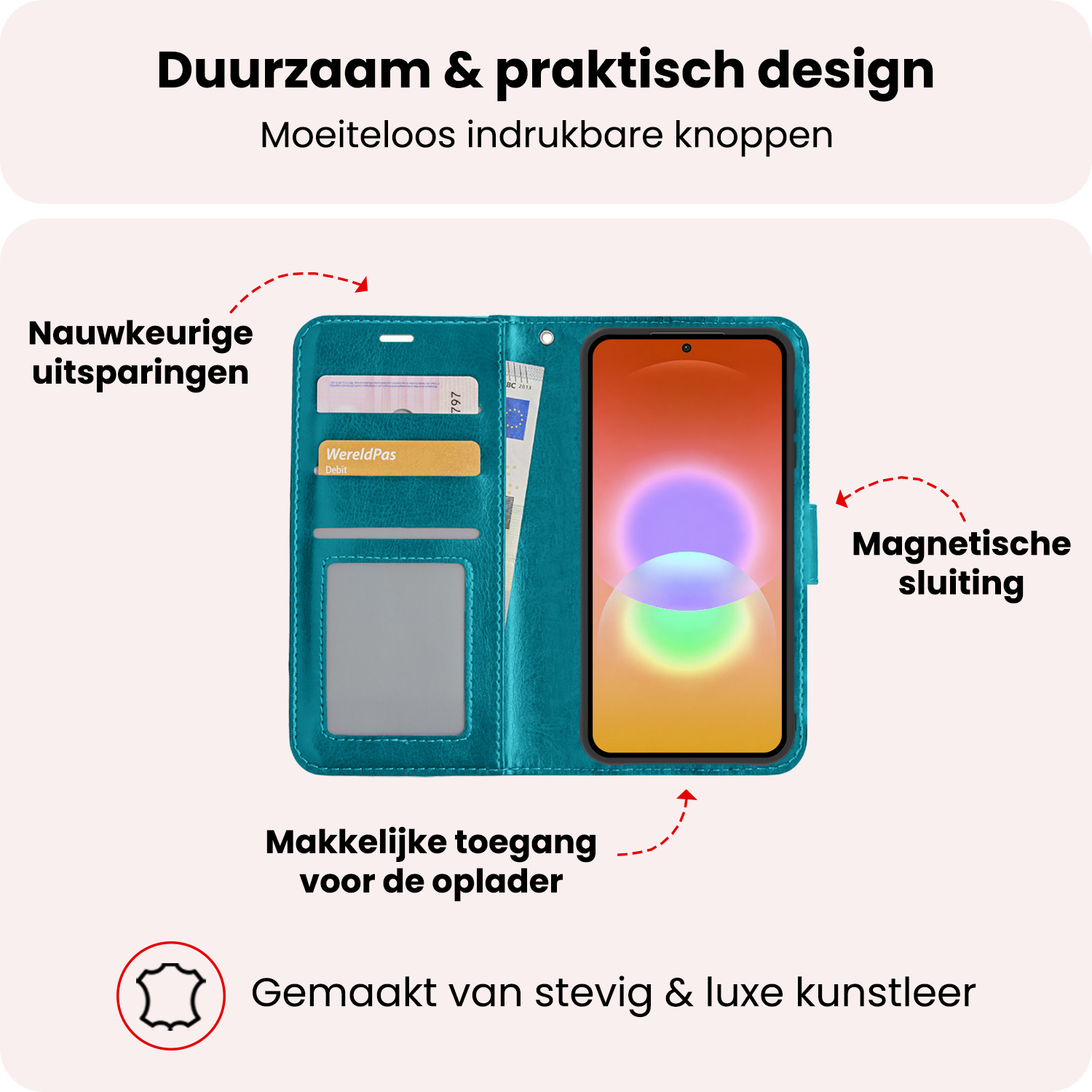 NoXx NoXx Samsung Galaxy A27 Hoesje Bookcase Met Screenprotector - Turquoise