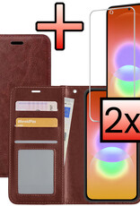 NoXx NoXx Samsung Galaxy A27 Hoesje Bookcase Met 2x Screenprotector - Bruin