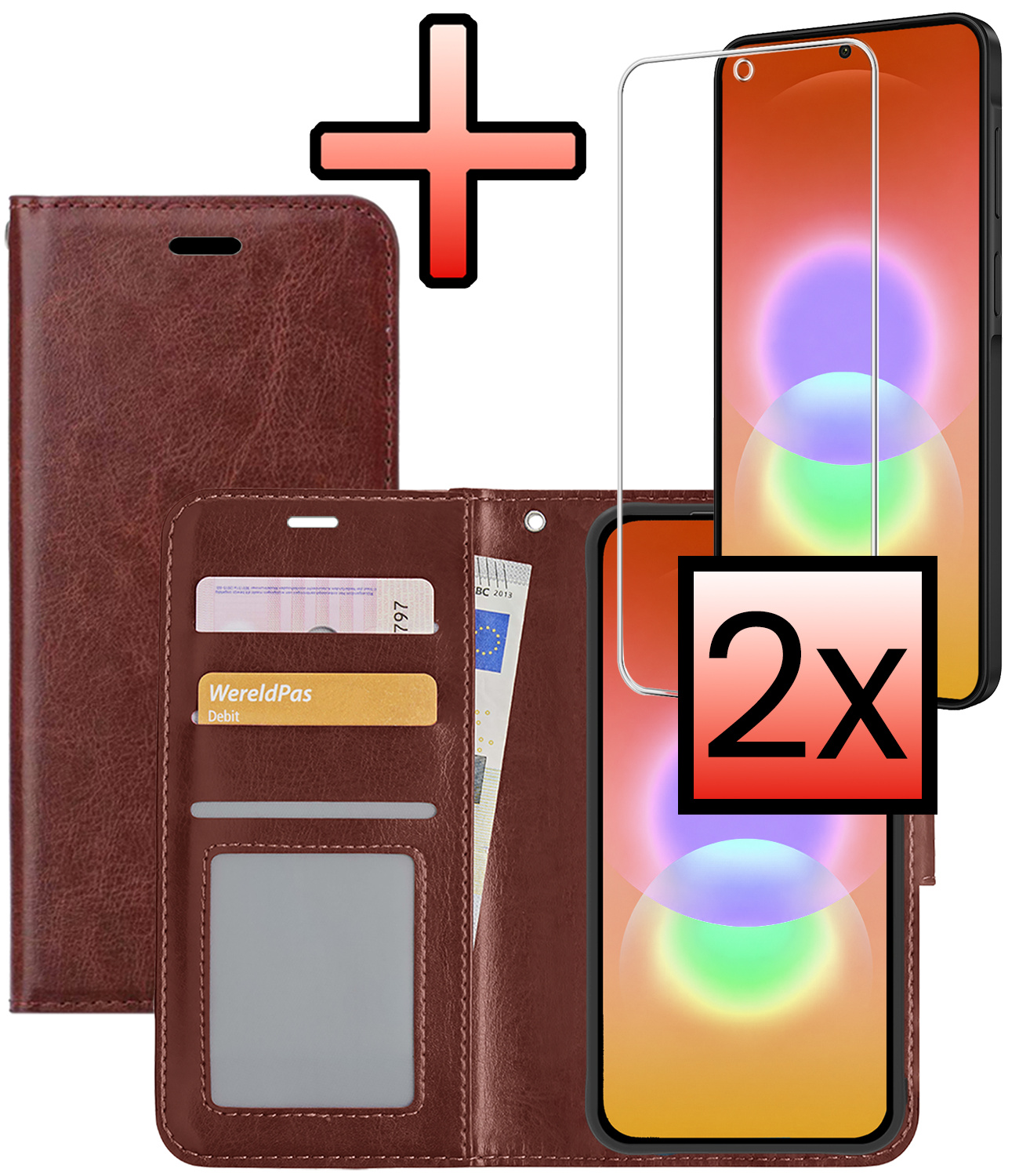 NoXx NoXx Samsung Galaxy A27 Hoesje Bookcase Met 2x Screenprotector - Bruin