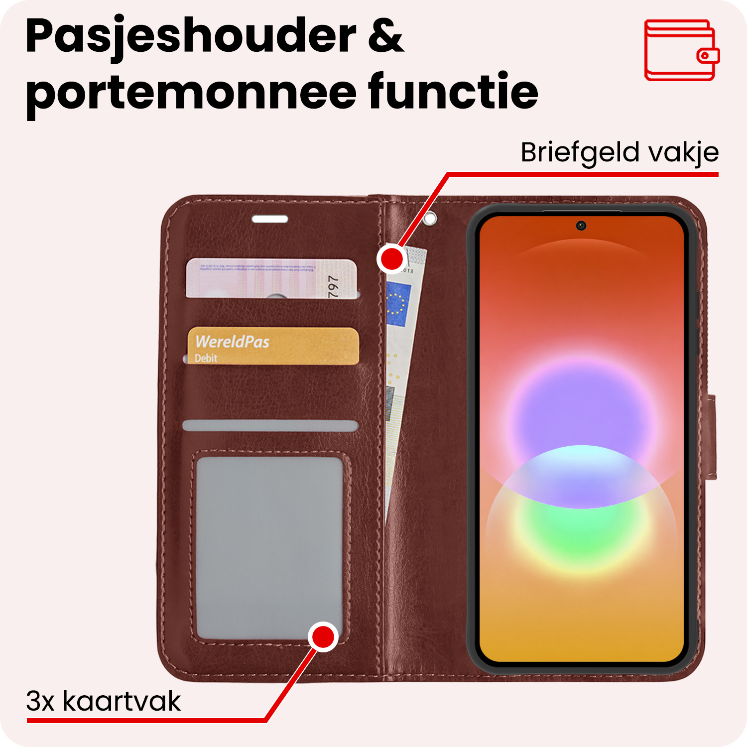 NoXx NoXx Samsung Galaxy A27 Hoesje Bookcase Met 2x Screenprotector - Bruin