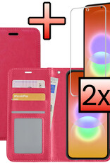 NoXx NoXx Samsung Galaxy A27 Hoesje Bookcase Met 2x Screenprotector - Donkerroze