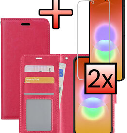 NoXx NoXx Samsung Galaxy A27 Hoesje Bookcase Met 2x Screenprotector - Donkerroze