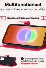 NoXx NoXx Samsung Galaxy A27 Hoesje Bookcase Met 2x Screenprotector - Donkerroze