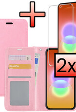 NoXx NoXx Samsung Galaxy A27 Hoesje Bookcase Met 2x Screenprotector - Lichtroze