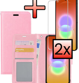 NoXx NoXx Samsung Galaxy A27 Hoesje Bookcase Met 2x Screenprotector - Lichtroze