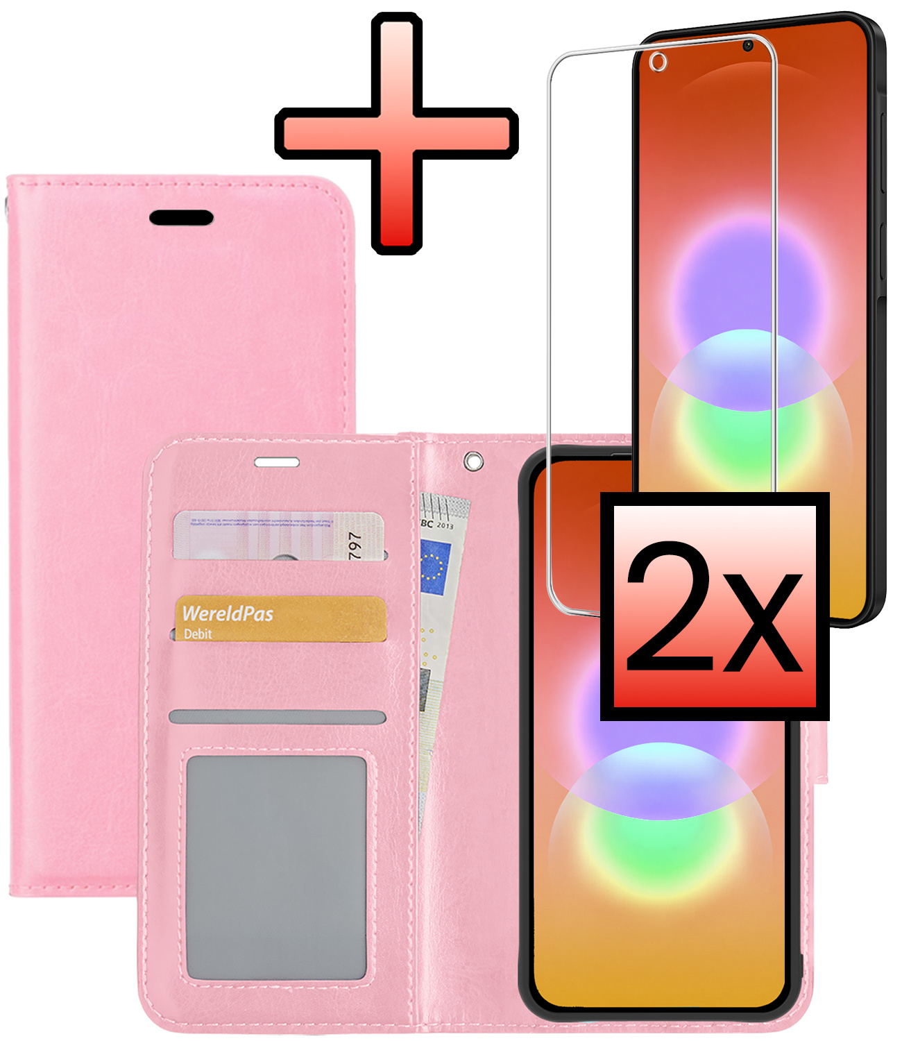 NoXx NoXx Samsung Galaxy A27 Hoesje Bookcase Met 2x Screenprotector - Lichtroze