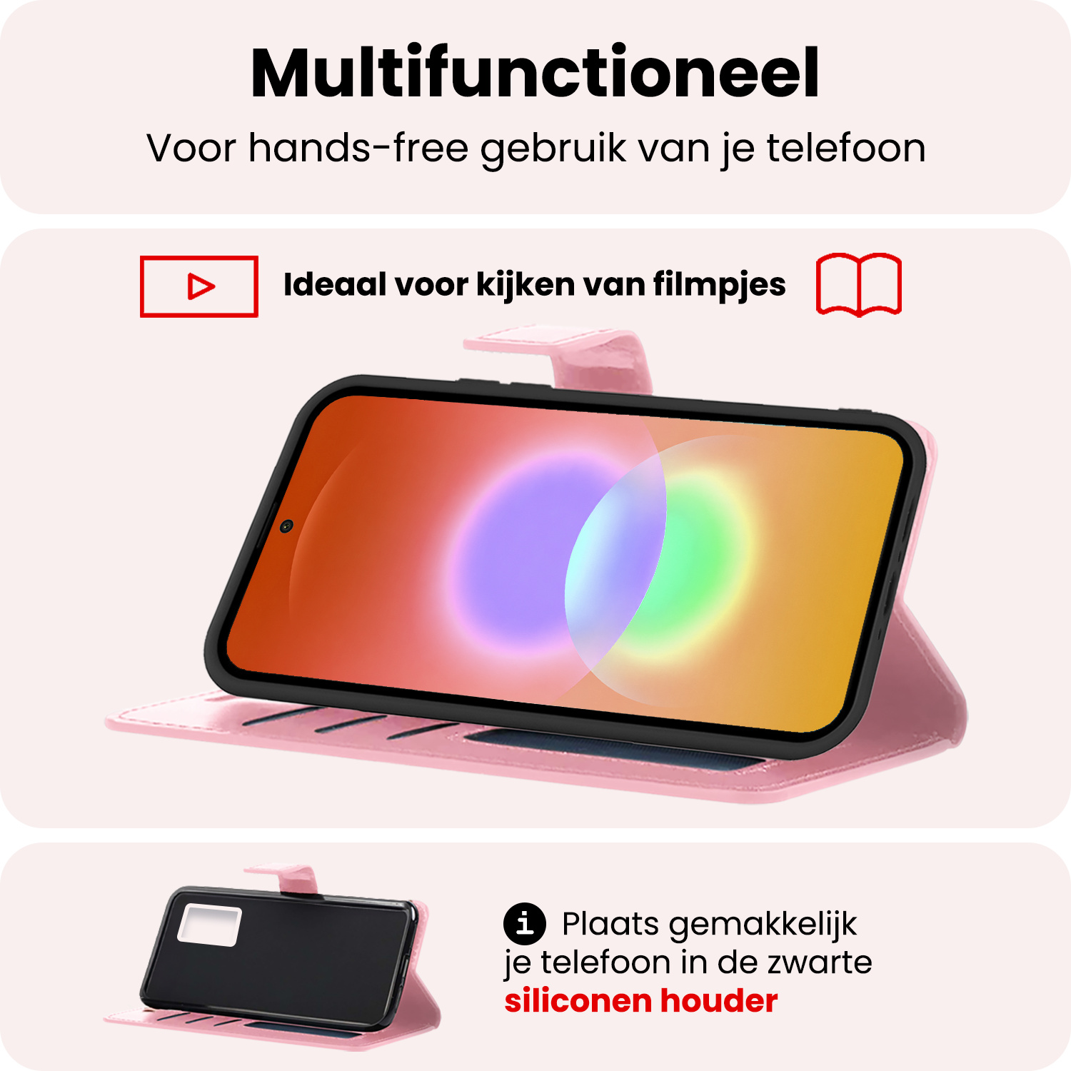 NoXx NoXx Samsung Galaxy A27 Hoesje Bookcase Met 2x Screenprotector - Lichtroze