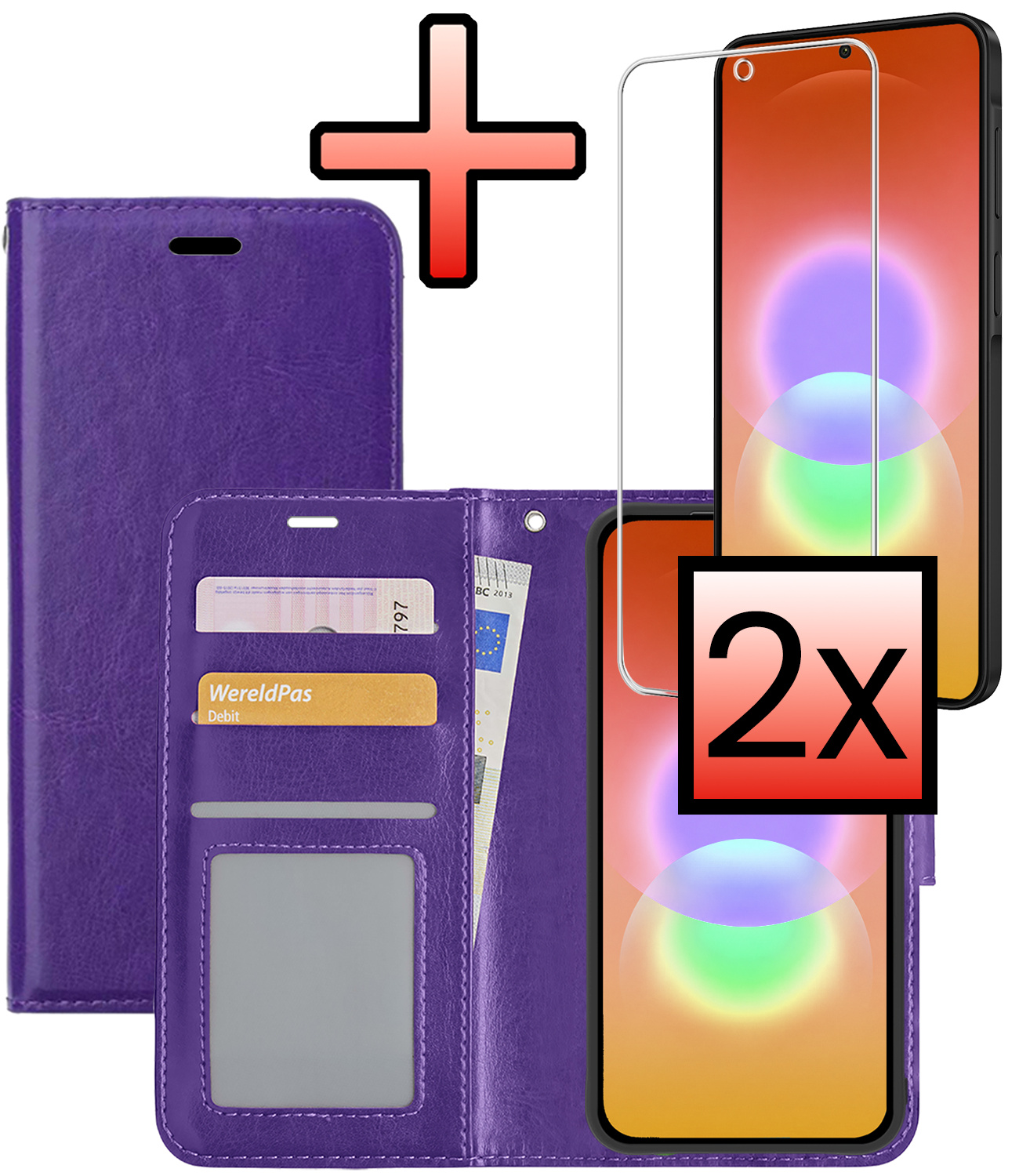 NoXx NoXx Samsung Galaxy A27 Hoesje Bookcase Met 2x Screenprotector - Paars