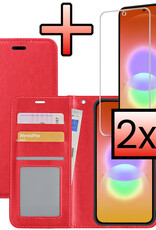 NoXx NoXx Samsung Galaxy A27 Hoesje Bookcase Met 2x Screenprotector - Rood