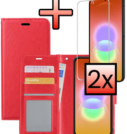 NoXx NoXx Samsung Galaxy A27 Hoesje Bookcase Met 2x Screenprotector - Rood