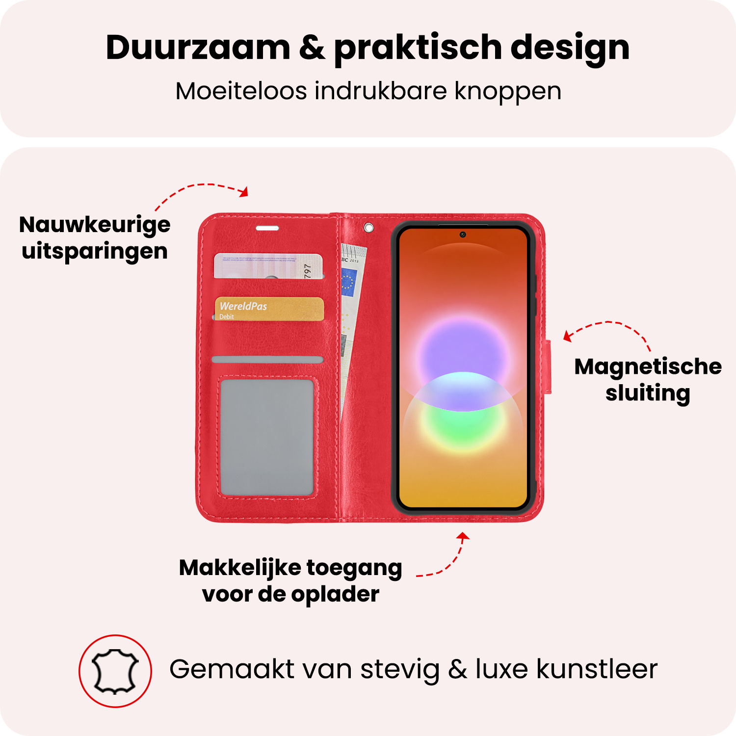 NoXx NoXx Samsung Galaxy A27 Hoesje Bookcase Met 2x Screenprotector - Rood