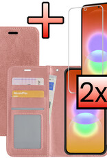 NoXx NoXx Samsung Galaxy A27 Hoesje Bookcase Met 2x Screenprotector - Rose Goud