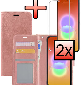 NoXx NoXx Samsung Galaxy A27 Hoesje Bookcase Met 2x Screenprotector - Rose Goud