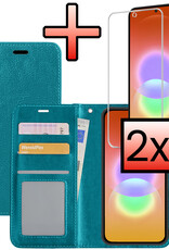NoXx NoXx Samsung Galaxy A27 Hoesje Bookcase Met 2x Screenprotector - Turquoise