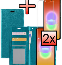 NoXx NoXx Samsung Galaxy A27 Hoesje Bookcase Met 2x Screenprotector - Turquoise