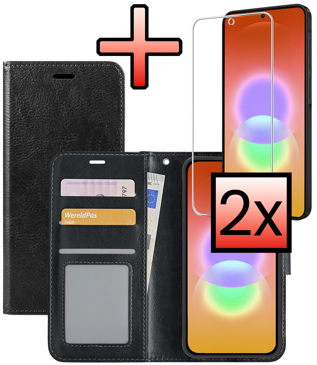 NoXx NoXx Samsung Galaxy A27 Hoesje Bookcase Met 2x Screenprotector - Zwart
