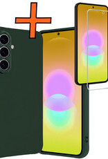 Nomfy Nomfy Samsung Galaxy A27 Hoesje Siliconen Met Screenprotector - Donkergroen