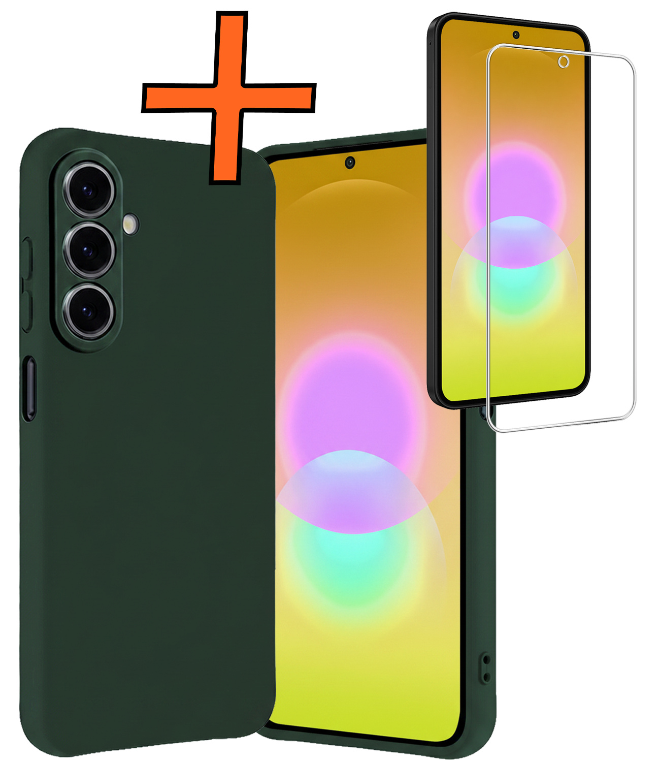 Nomfy Nomfy Samsung Galaxy A27 Hoesje Siliconen Met Screenprotector - Donkergroen