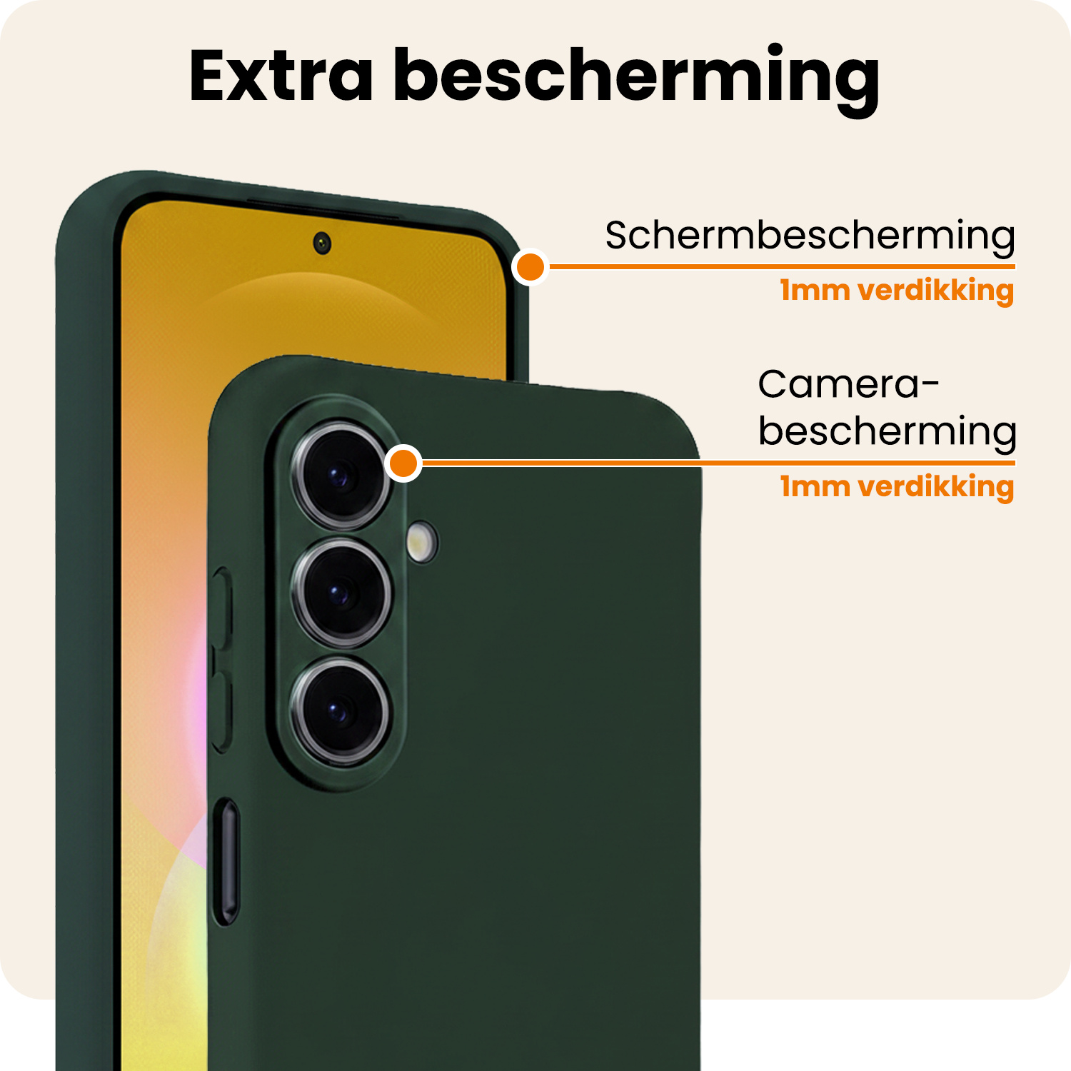 Nomfy Nomfy Samsung Galaxy A27 Hoesje Siliconen Met Screenprotector - Donkergroen