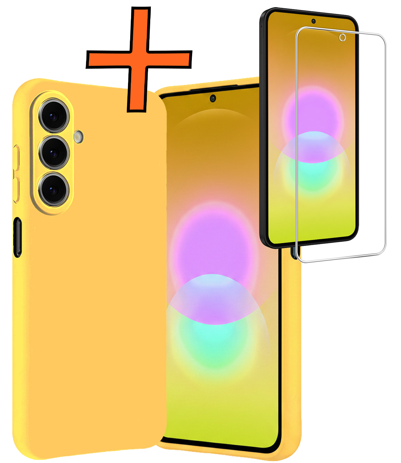 Nomfy Nomfy Samsung Galaxy A27 Hoesje Siliconen Met Screenprotector - Geel